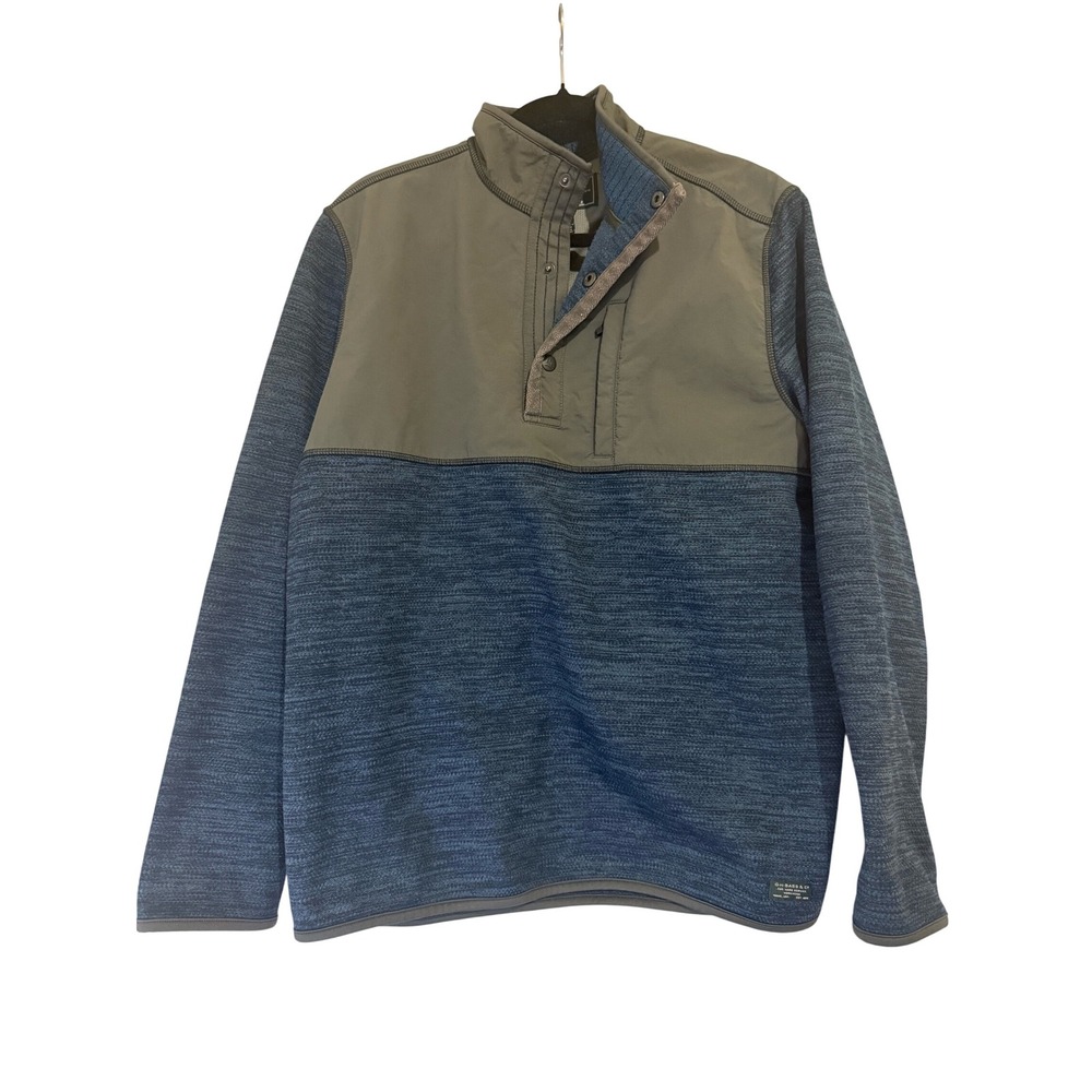 G.H. Bass & Co. Mens Pullover Sweater Henley Long Sleeve Blue Gray Large‎